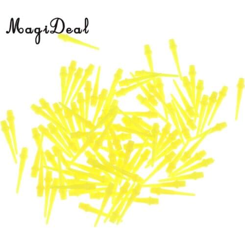 MagiDeal 100 Pieces Dart Soft Tips Points 2BA Standard Darts Needle Yellow