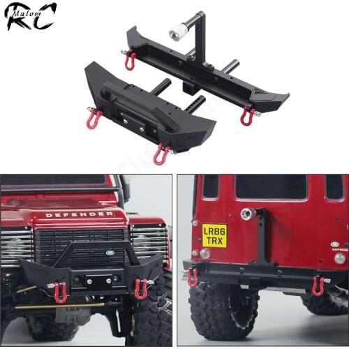 Metal Front Rear Bumper with Led Light and Trailer Tow Hook for 1/10 RC Crawler Traxxas TRX-4 Axial SCX10 90046 D90 Upgrade Part