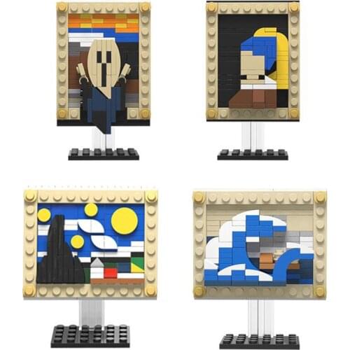 Spot MOC Pixel Art Blocks Famous Paintings Mini Picture Building Bricks ry Night Kanagawa Pearl Girl Idea DIY Toys For Children