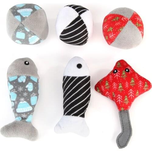 Stuffed Toys Cat Soft Fish Plush Pet Interactive Dog Chew Bite Squeaky Play for Household Animals Cats Entertainment