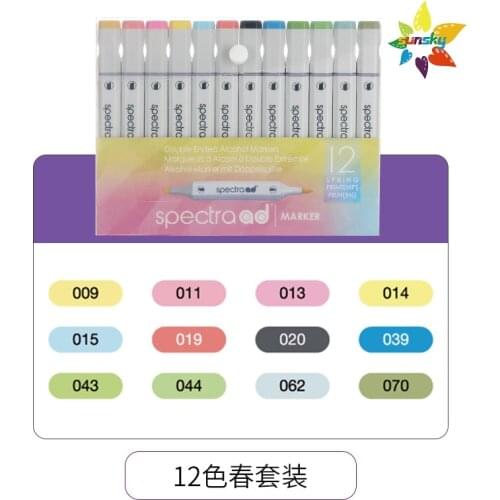 Spectra AD Marker Set,6/12/24 color,Marqueurs a Alcool a Double Extremite,Airtight caps with colour coding,Art supplies