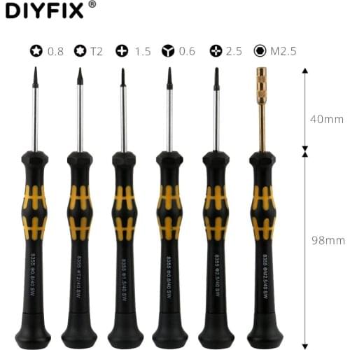 DIYFIX 6 in 1 Precision Magnetic Screwdriver Set Cross Hex Pentalobe Y-Tip for iPhone 7 Opening Repair Tools Kit DIY Tools Set