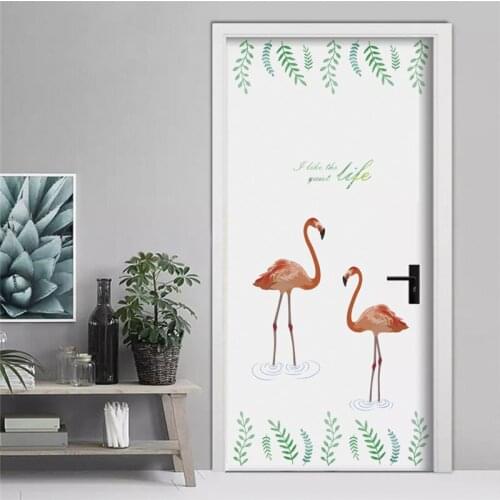 Flamingo Bird Wall Stickers For Living Room Bedroom Decoration Cartoon Animals Mural Art Diy Home Decals Natural Scenery Posters