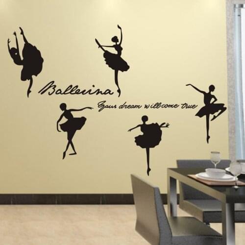 Ballerina your dream will come true dance inspirational wall quotes stickers for ballet girls room decor free shipping