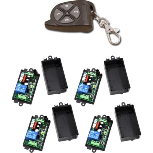 Inexpensive and Safe AC110V 220V 1CH RF Wireless Remote Control Switch System 1Transmitter+4Receiver for Intelligent Home