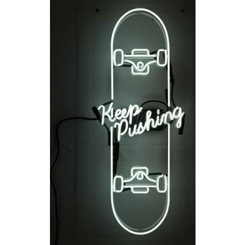 Neon Sign For Keep pushing Man Cave Glass Tubes Beer Sport Home Lamp resterant light advertise custom logo handmade art light