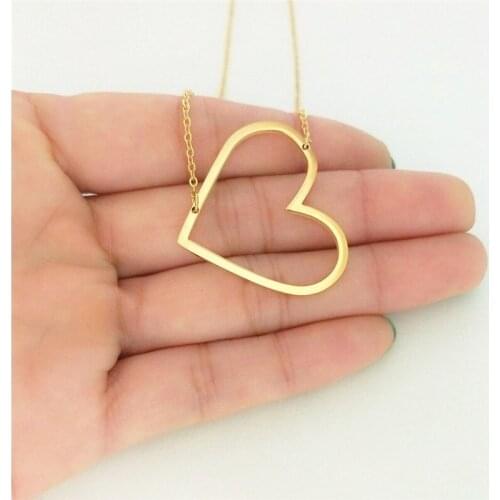 Large Hollow LoveNecklace Sideways Big HeartPeach HeartPendantNecklace for Girlfriend Mom Lover Girl Jewelry