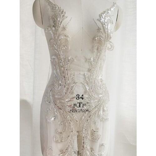 New Luxury European and American Wedding Sequin Silver Beads Lace Fabric Positioning Flowers