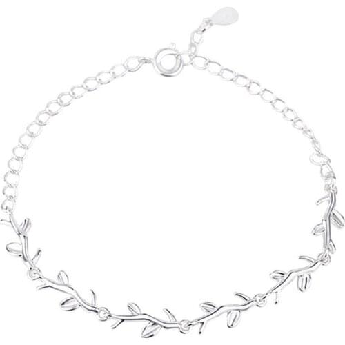 New Silver Color Leaf Charm Bracelets For Women Girl Simple Elegent Adjustable Bracelet Fashion jewelry