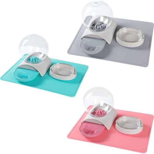 Pet Feeder Pets Auto Water Bowl Holder Auto Bowls Dispenser Silicone Mat