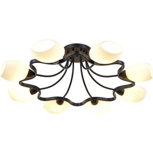 Modern Black Metal 8 Lights Ceiling Lamps European Fashion Glass Lampshade Hanging Light Lighting Fixtures For Living Room CL246