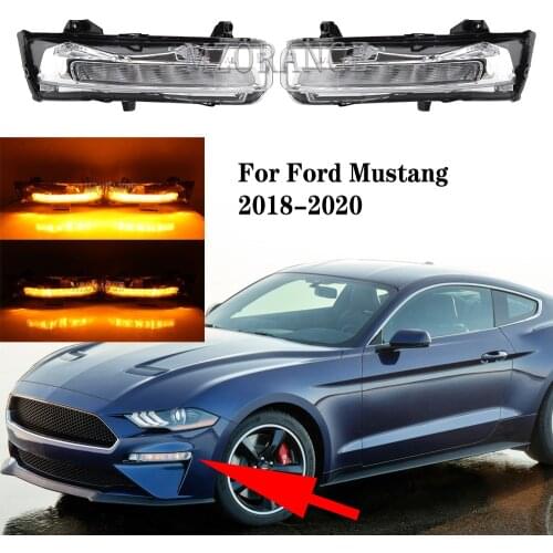 For Ford Mustang 2018-2020 LED DRL Front fog lights Lamp Turn Signal Light headlights (US Version) CAR accessories