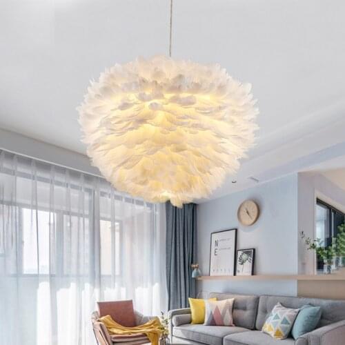 Nordic modern creative personality birds nest and feather chandeliers, applied to bedroom dining room childrens room lights
