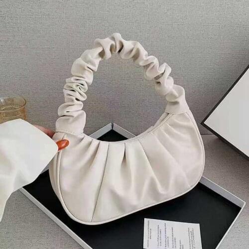 Cloud Ruched Shoulder Bags For Women Underarm Baguette Solid Color 2021 Autumn Winter New Designer All-Match Lovely Handbags