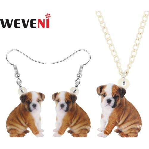 WEVENI Acrylic Shar Pei Dog Jewelry Sets Necklace Earrings Animal Decorations Accessory Jewelry For Women Girls Teens Kids Gift