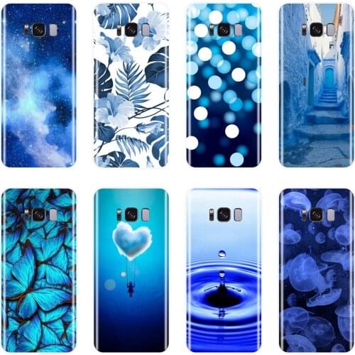 Back Cover For Samsung Galaxy S8 S9 Plus S5 S6 S7 Edge Blue Heart Flower Star Silicone Soft Phone Case For Samsung Note 9 8 5 4