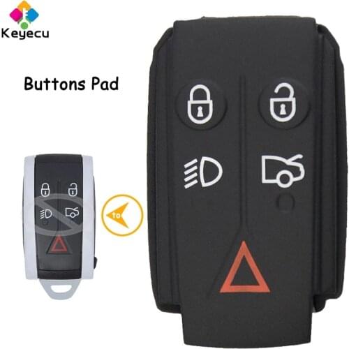 KEYECU Rubber Buttons Pad Replacement for Smart Remote Car Key With 5 Buttons - FOB for Jaguar XF XFR XK XKR 2009 2010 2012 2013