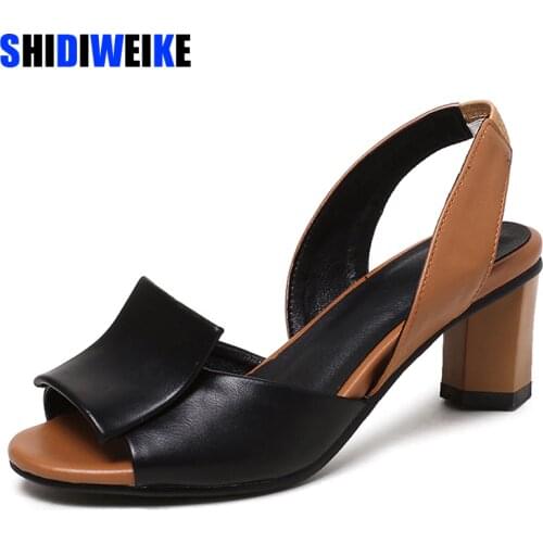 Big Size 34-43 Slingback Sandals Women Brand Mixed Colors Back Strap Summer Shoes Woman Thick Heels Sandals Footwear m368