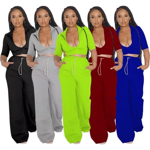 Active Wear Two Piece Set Women Hipster High Street Solid color zipper Half Sleeve Stand Collar Sporty Casualwaer