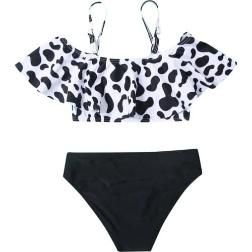 8-14 Years Girl Swimsuit Kids Tropical Two Piece Childrens Swimwear Cross Back Girl Bikini Set Bow Tie Girls Bathing Suit 2021