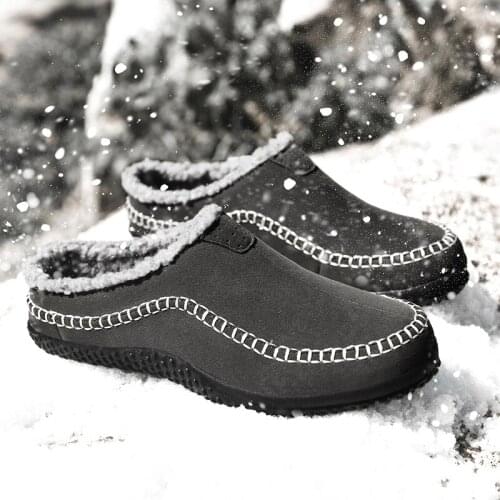 Winter Waterproof Cotton Slippers Men Lazy Shoes Outdoor Cold-Proof Plush Casual Shoes Men Warm Fur Home Slippers For Men Size48