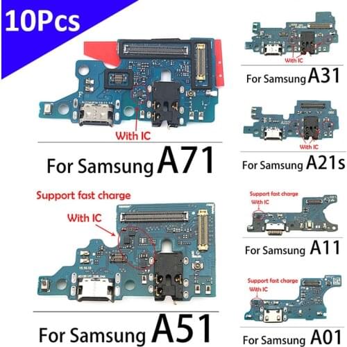 10Pcs USB Port Charger Dock Connector Charging Board Flex Cable For Samsung A51 A01 A11 A21s A31 A51 A10 A20 A30 A40 A50 A70 A12