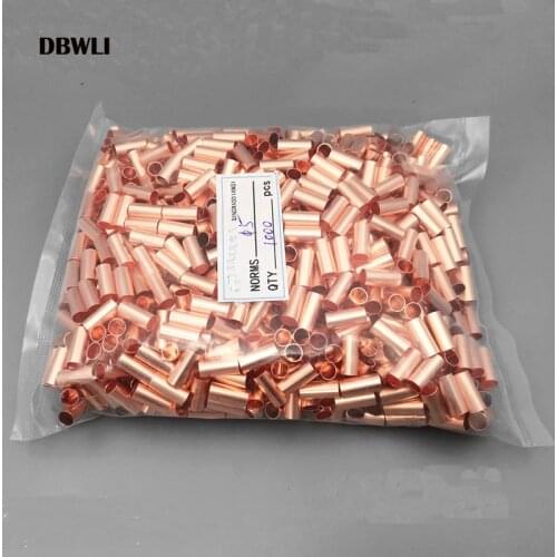 1000PCS 10mm2 GT-10 φ5 mm Copper connecting pipe wire joint small copper tube Copper Connection Tube Wire Connect