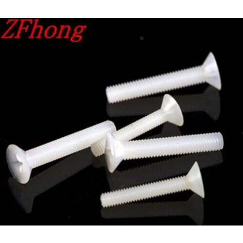 1000pcs white M3*6/8/10/12/15/18/20 Nylon Plastic insulation Countersunk Head Machine Screw