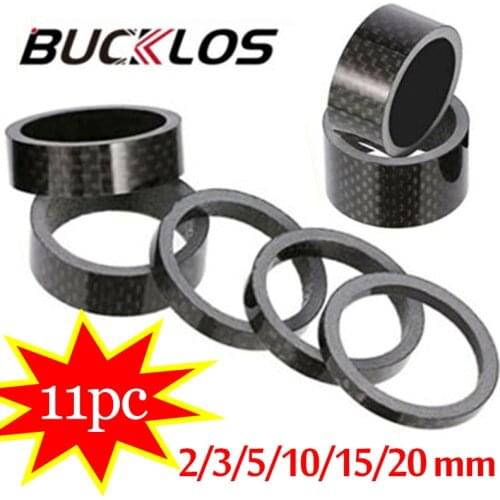 11pcs MTB Stem washer Spacer Carbon Fiber headset spacer 1-1/8" bike Fork Adjustment spacer 3/5/10/15/20mm Road Bicycle parts