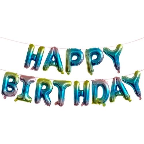 13Pcs/set Happy Birthday Letters Balloons Rainbow Gradient Alphabe Balloon for Baby Shower Kids Birthday Party Ballon Decoration