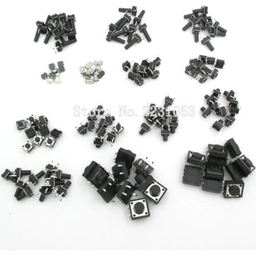 140PCS/LOT 14types Momentary Tact Tactile Push Button Switch SMD Assortment Kit Set Life 100000 times