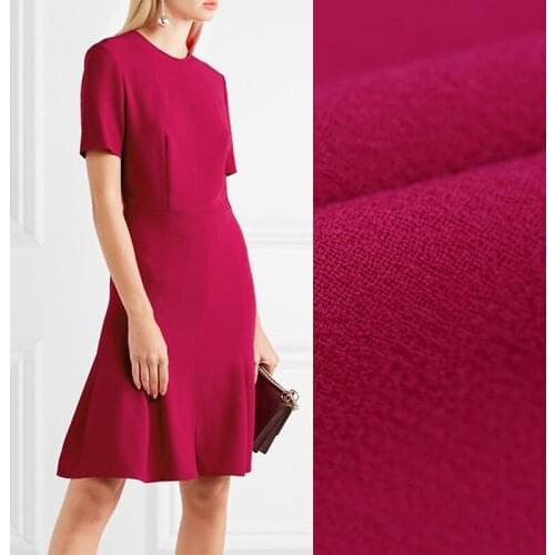 140CM Wide 470G/M Weight Rose Red Solid Color Double Faced Wool Crepe Fabric for Spring and Autumn Dress Shirt Jacket Suit E479