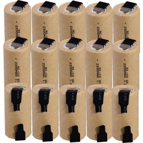 15 pcs SC 2200mah 1.2v battery NICD rechargeable batteries for makita bosch B&D Hitachi metabo dewalt for electric screwdriver
