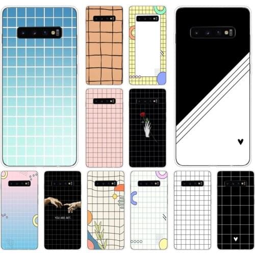 16AS Black white checkered stripe Soft Silicone Tpu Cover phone Case for Samsung Galaxy S10 S20 Plus case