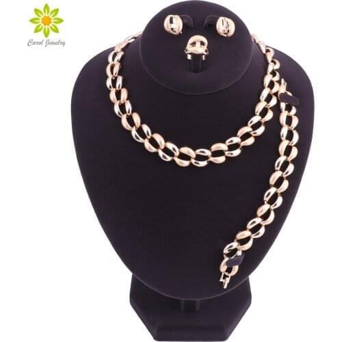 2018 New Fashion Gold Color Wedding African Beads Jewelry Sets Dubai Gold Color Jewelry Sets Costume Romantic Long Design