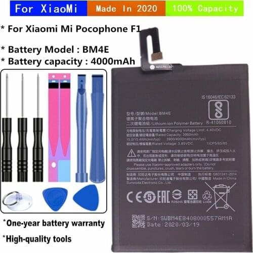 2020 years For Xiao Mi Mobile phone batteries for Xiaomi Mi Pocophone F1 battery mobile model BM4E 4000mAh Replacement batteries