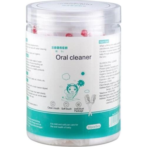 30pcs disposable baby toothbrush paper stick tongue cleaner gauze cleaner tongue cleaner independent package baby care