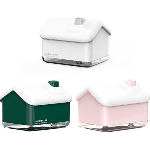 300ML Creative Snow House Humidifier USB Aroma Essential Oil Diffuser Air Purifier Freshener Romantic Color Night Light Mist Mak