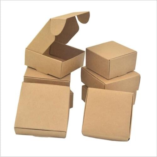 50pcs Small Jewelry Box Brown Kraft Paper Gift Cardboard Box For Packaging DIY Craft Box Mini Handmade Soap Box