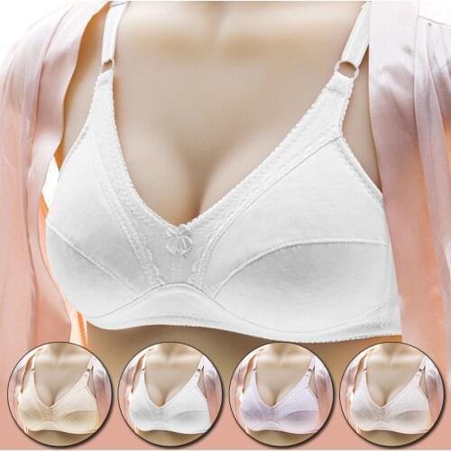 Wireless Cotton Bra Push up Bra Big Cup For Big Breasted Women Fat Full Coverage Thin Wire Free Back Closure Plaid Soft Bra