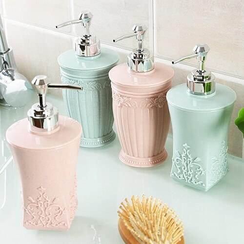 Soap Dispenser Bottle Bathroom Shampoo Bottle Large-capacity Press Type Lotion Body Soap Empty Bottle Set 400ML