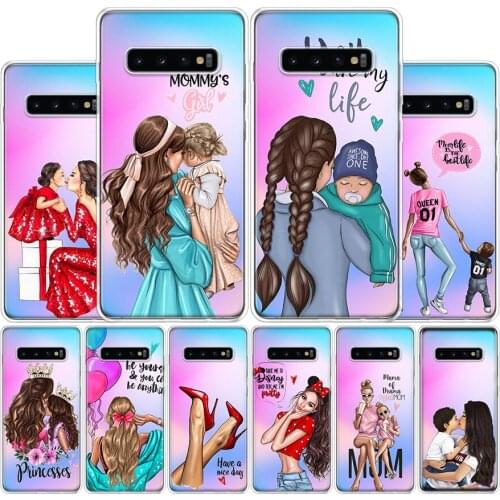 Super Mom Cute Baby Phone Casing For Samsung Galaxy S10 Plus S20 FE S21 Ultra Case Note 10 Lite + 9 8 S9 S8 S7 Edge J4 J6 Cover