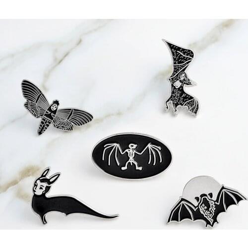 Black Dark Bat Animal Punk Pins Leather jackets Denim Jeans Backpack Bag Accessories Badges Brooches Enamel pins