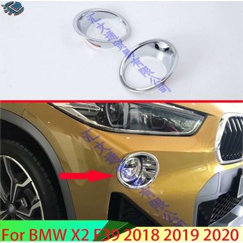For BMW X2 F39 2018 2019 ABS Chrome Front Fog Light Lamp Cover Trim Molding Bezel Garnish Sticker