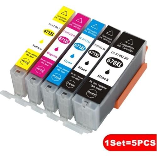 For Canon PGI-670XL CLI-671XL PIXMA MG5760 MG5765 MG5766 MG6860 MG6865 MG7760 Printer Compatible Ink Cartridge 670 671