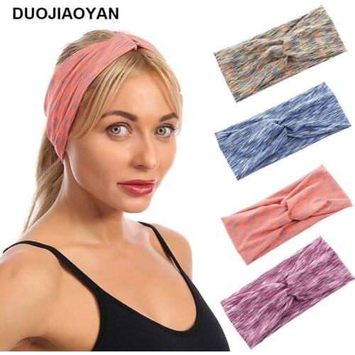DUOJIAOYAN Cheap Hot Sale Autumn Womens Accessories Knotted Multicolor Hairband Outing Sports Yoga Elastic Headband Women
