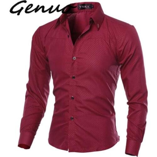 Genuo New Fashionable Mens Long Sleeve Shirts Summer Slim Cotton Turn-down Collar Shirt Mans Clothes Camisas Hombre