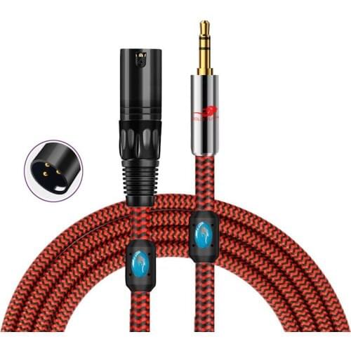 Hifi Stereo Aux 3.5mm to XLR 3 Pin Male Audio Cable for Amplifier Mixer Console Home Theater Speaker System Shielded Cords