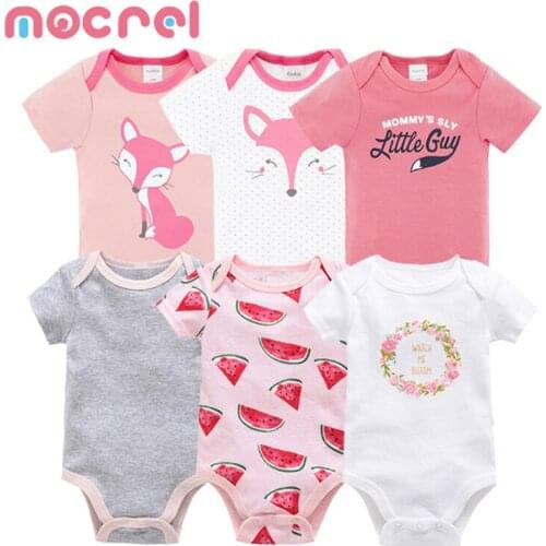 Childrens Clothing Summer New Cartoon Girl Three Months Baby Romper Suit Covered Infant Clothing Bodysuits Baby Girls Bodysuit