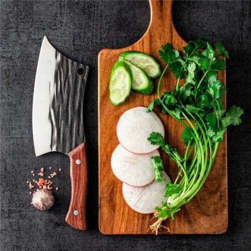 Forged Hammered Kitchen Knife High Carbon Steel Fish Killing Bone Cutting and Meat Slaughter Knife